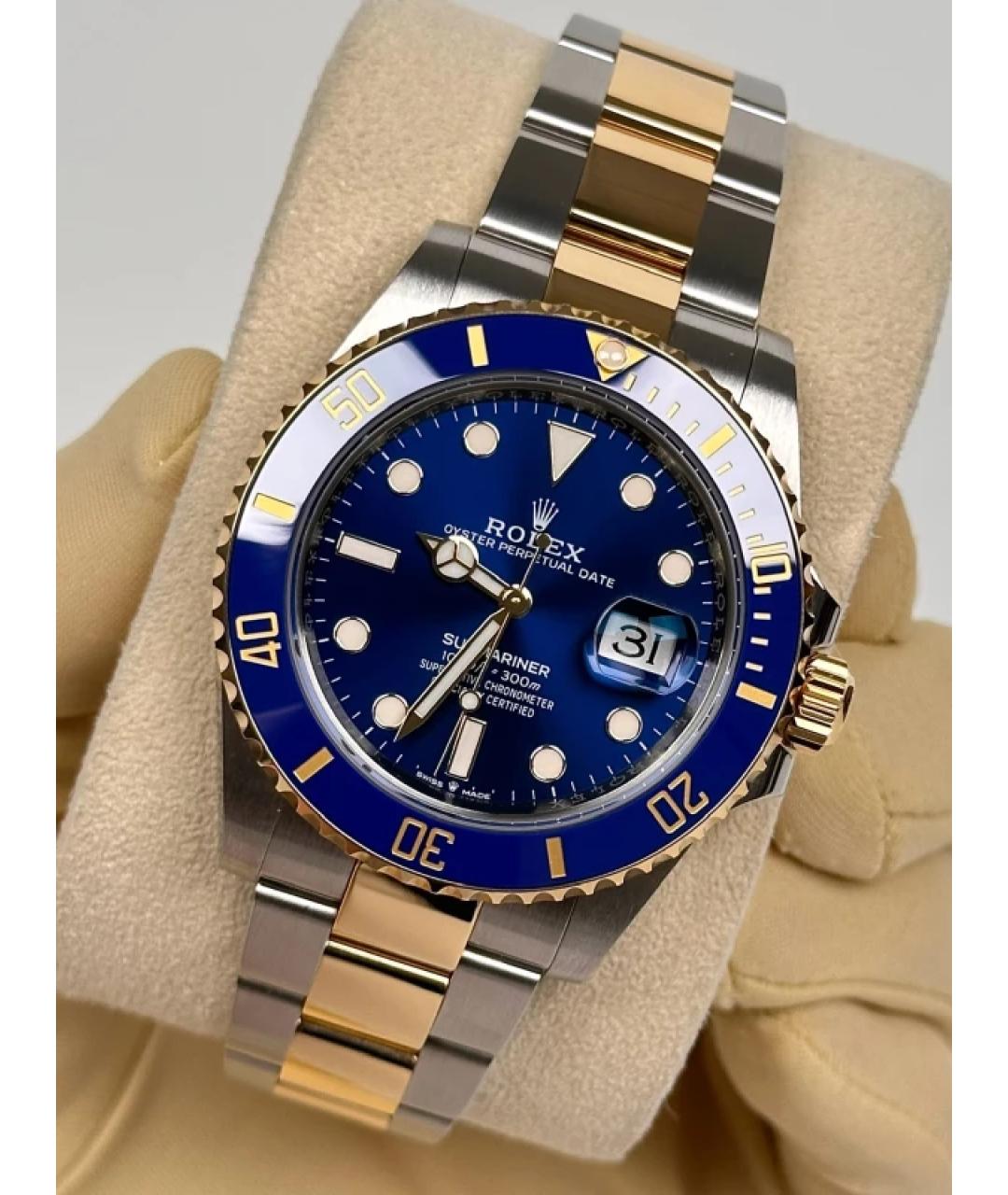 ROLEX Темно-синие часы из желтого золота, фото 3