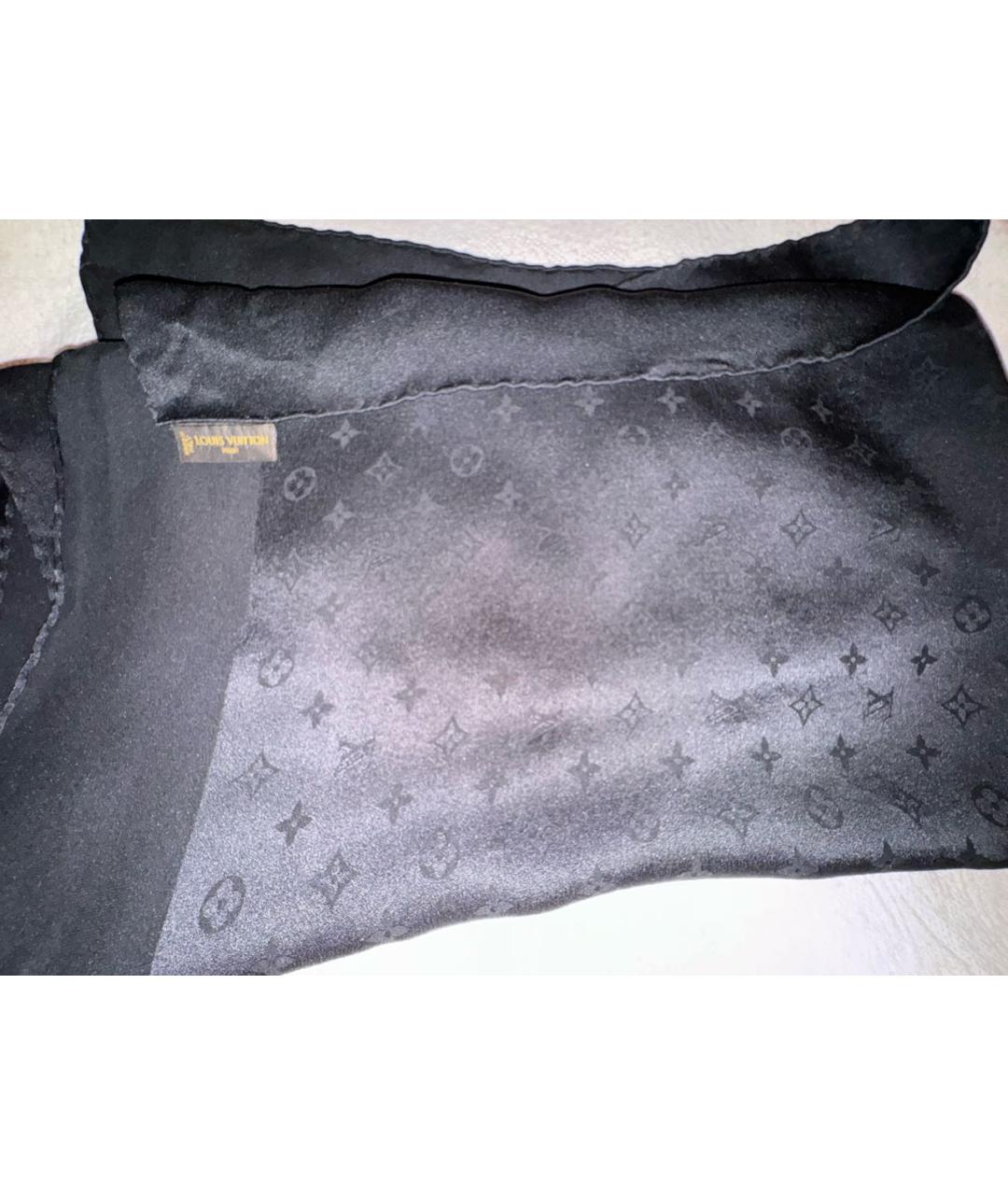 LOUIS VUITTON Черный шелковый платок, фото 4