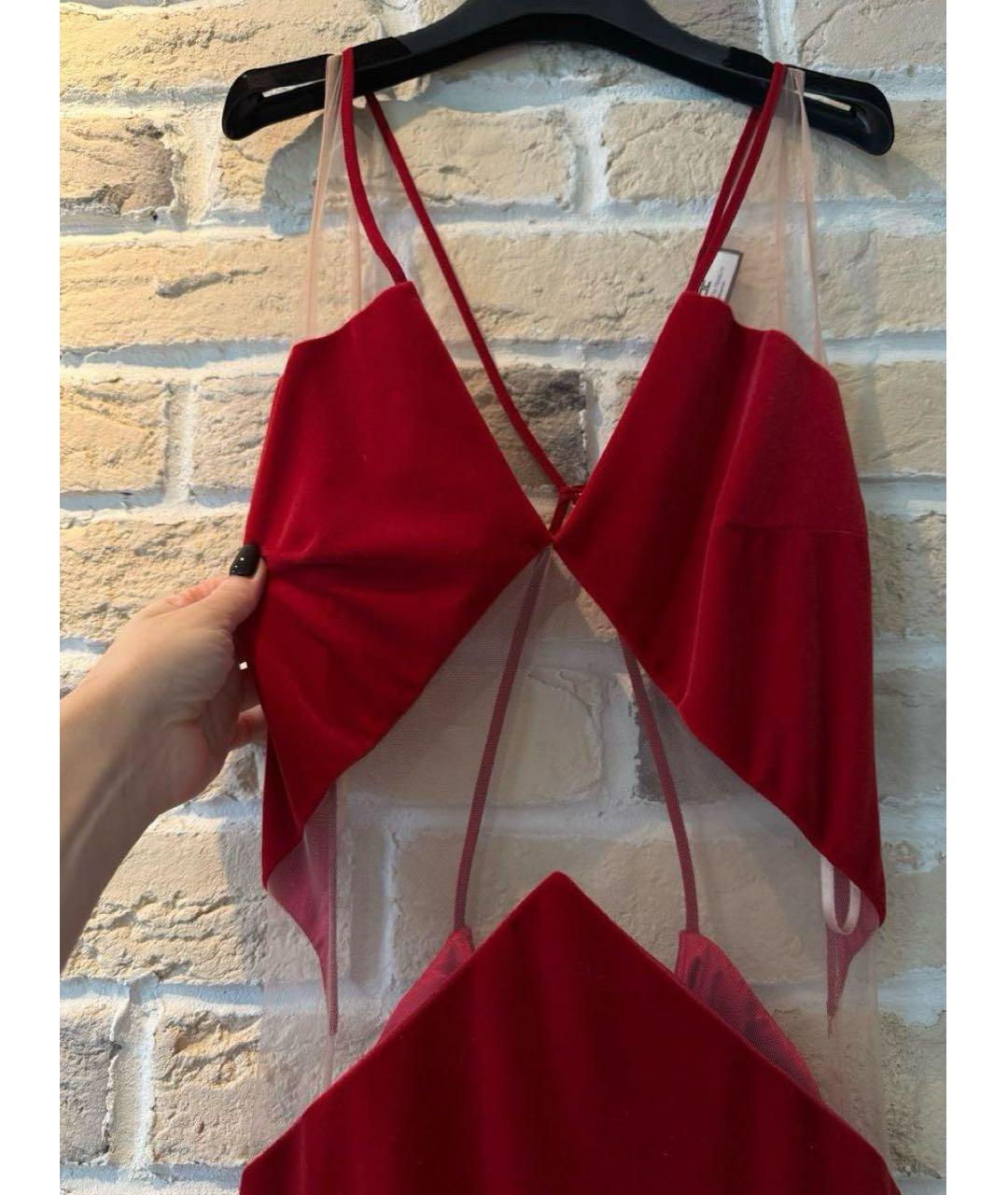 ELISABETTA FRANCHI Бордовое бархатное вечернее платье, фото 2