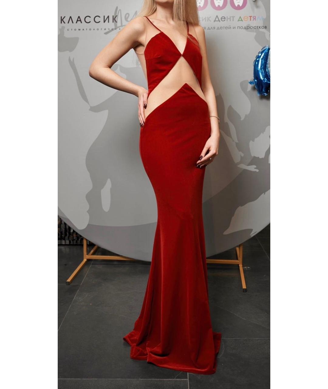 ELISABETTA FRANCHI Бордовое бархатное вечернее платье, фото 3