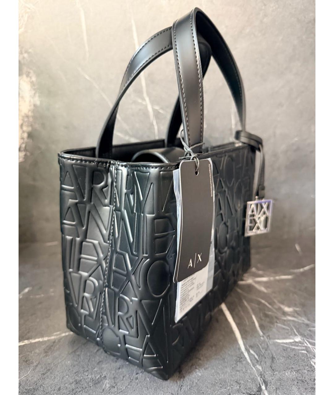 ARMANI EXCHANGE Черная сумка с короткими ручками из искусственной кожи, фото 3