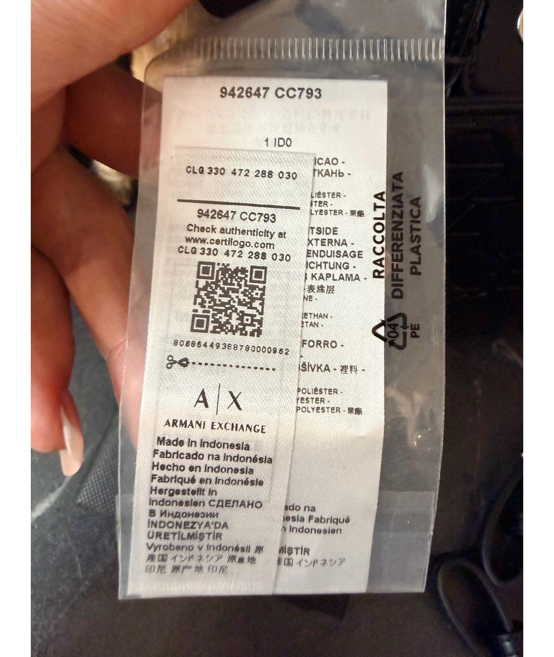 ARMANI EXCHANGE Черная сумка с короткими ручками из искусственной кожи, фото 7