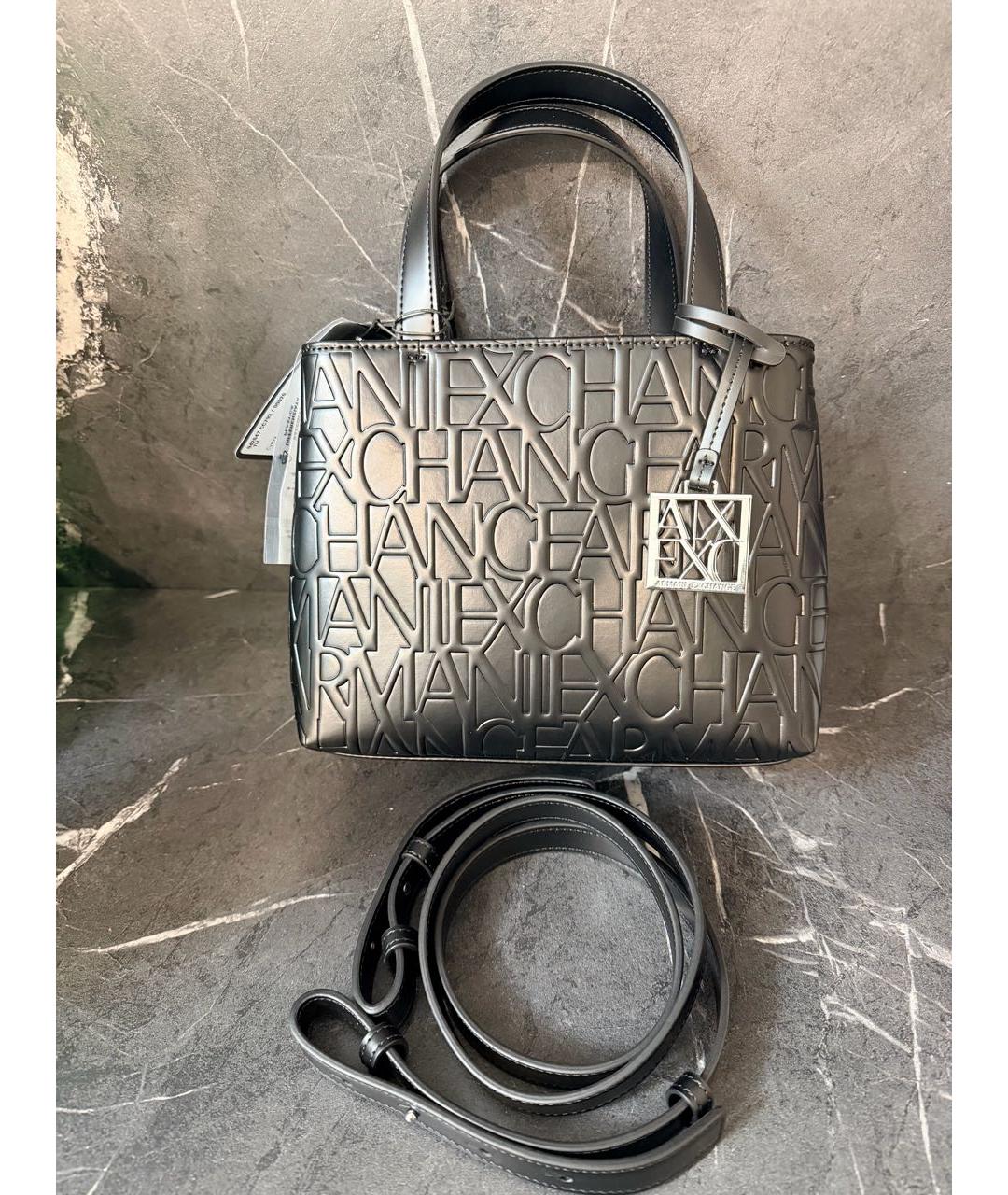 ARMANI EXCHANGE Черная сумка с короткими ручками из искусственной кожи, фото 2