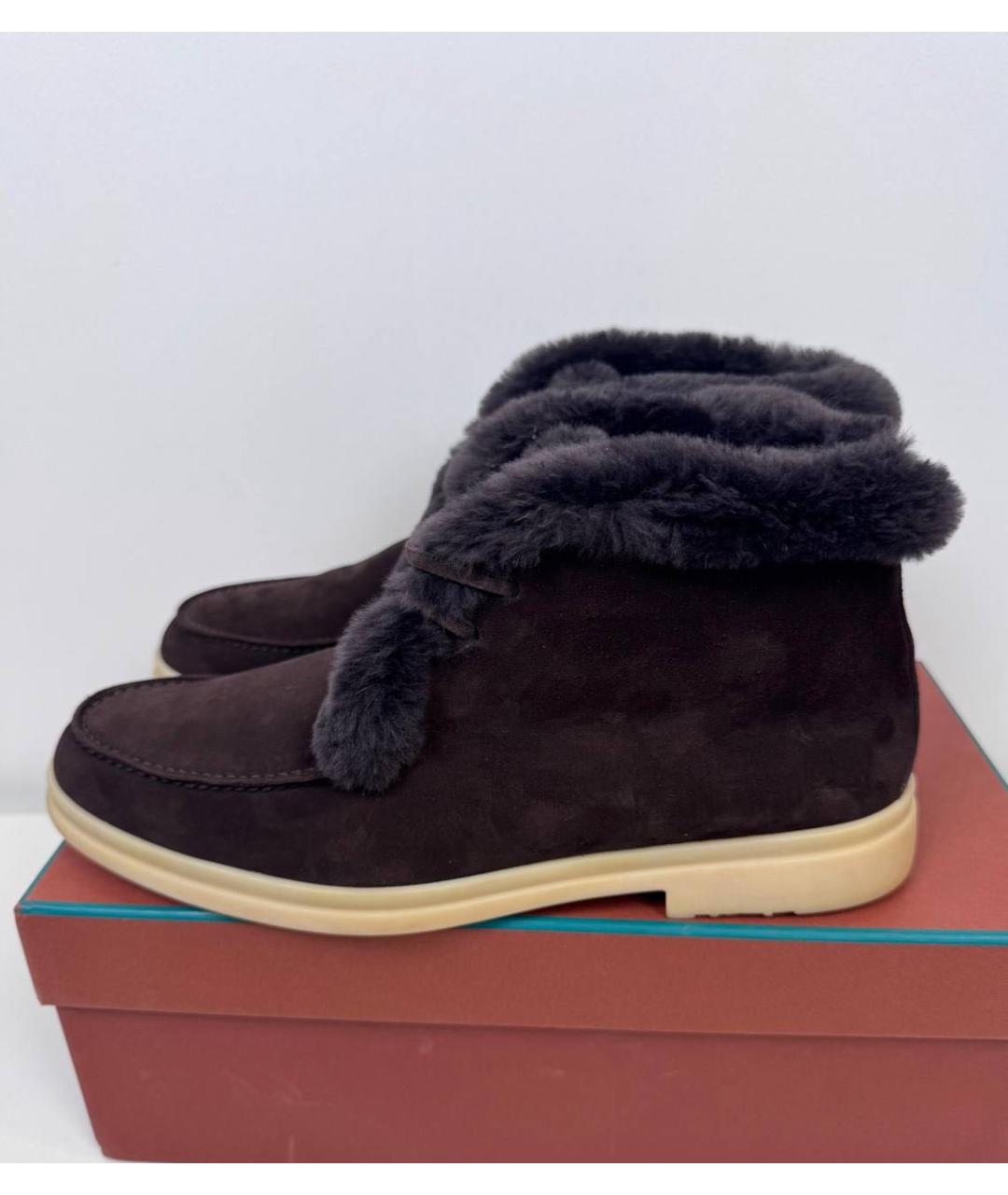 LORO PIANA Коричневые замшевые низкие ботинки, фото 5
