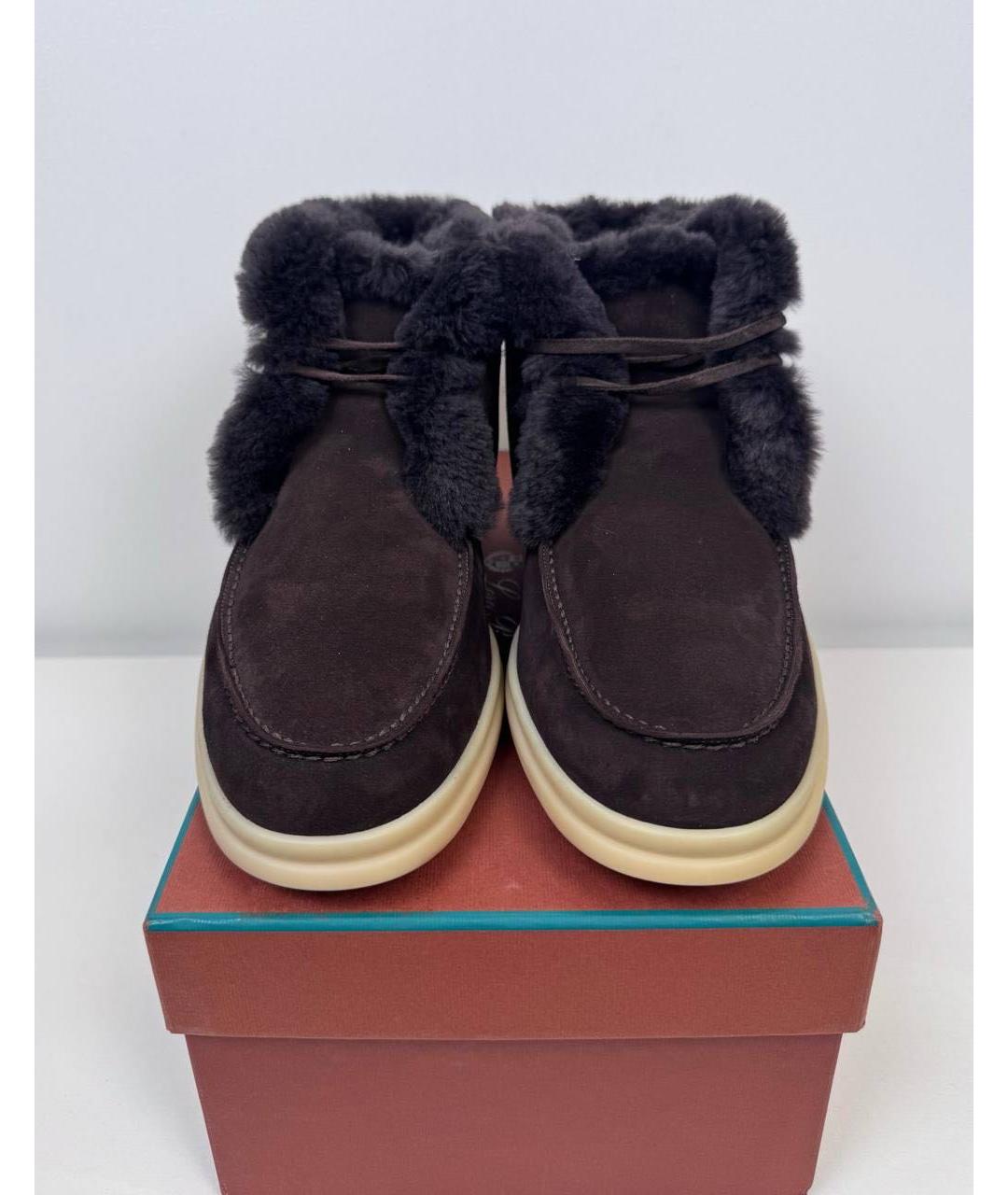 LORO PIANA Коричневые замшевые низкие ботинки, фото 3