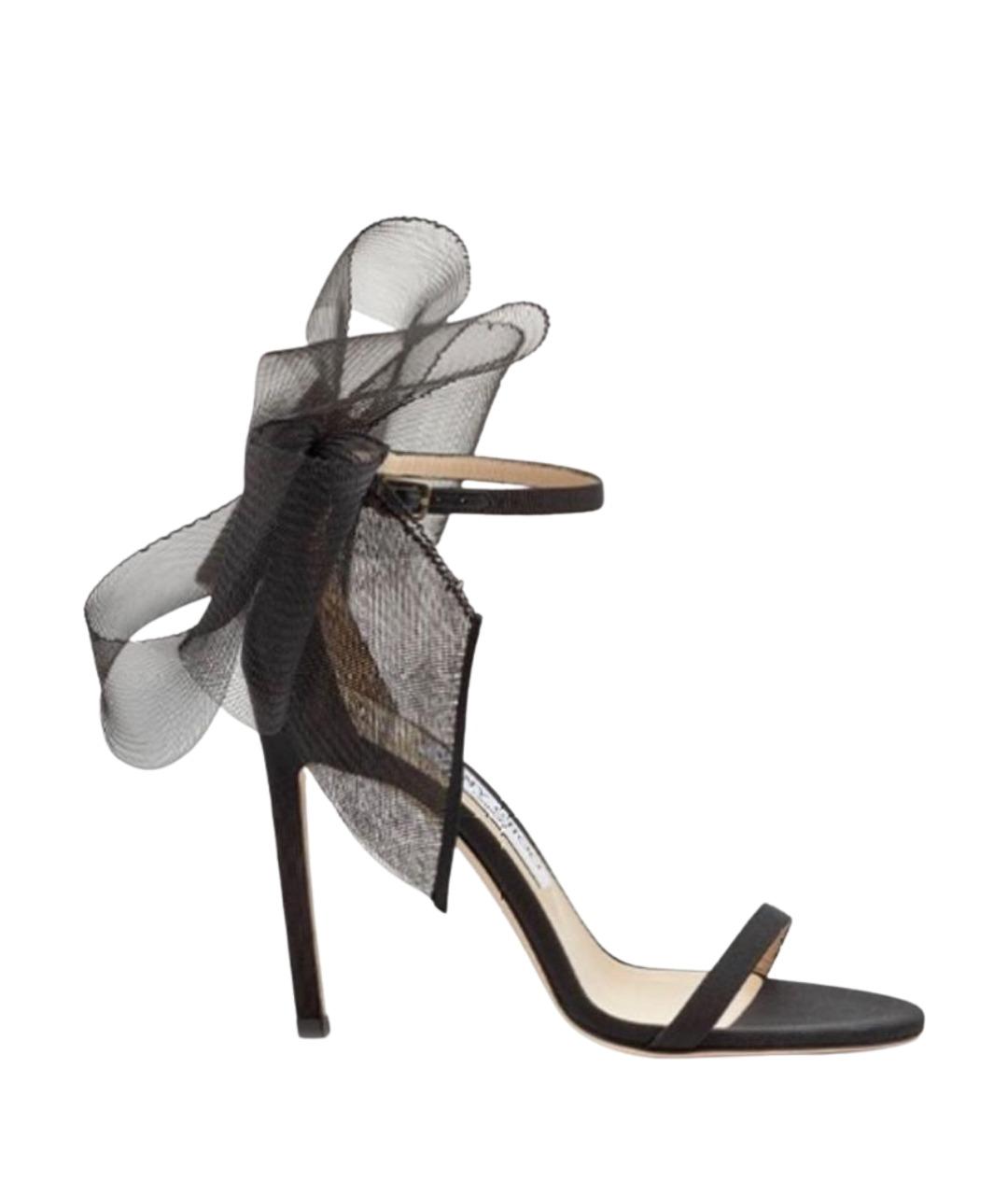 JIMMY CHOO Черные текстильные босоножки, фото 1