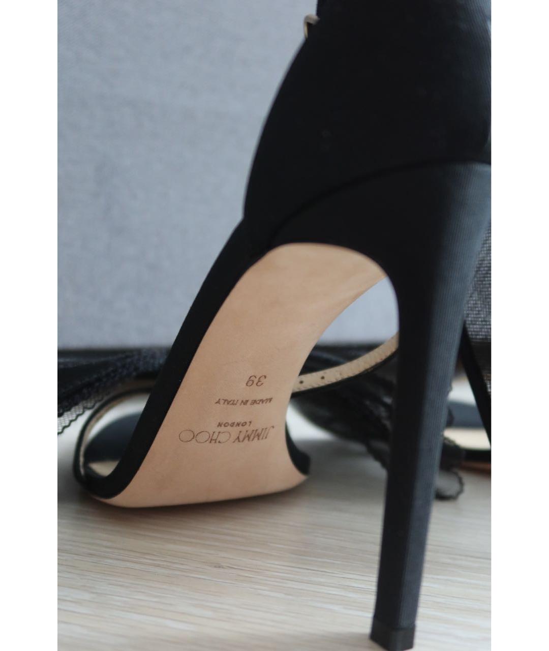 JIMMY CHOO Черные текстильные босоножки, фото 5