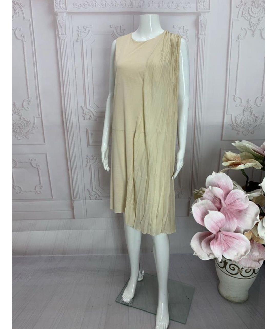 NUDE Бежевое вискозное повседневное платье, фото 6