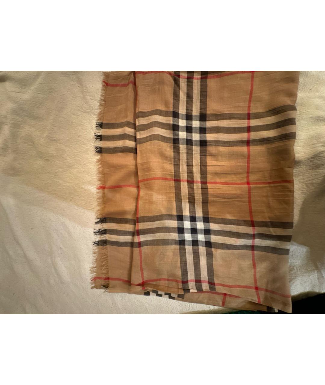 BURBERRY Коричневый шерстяной шарф, фото 2