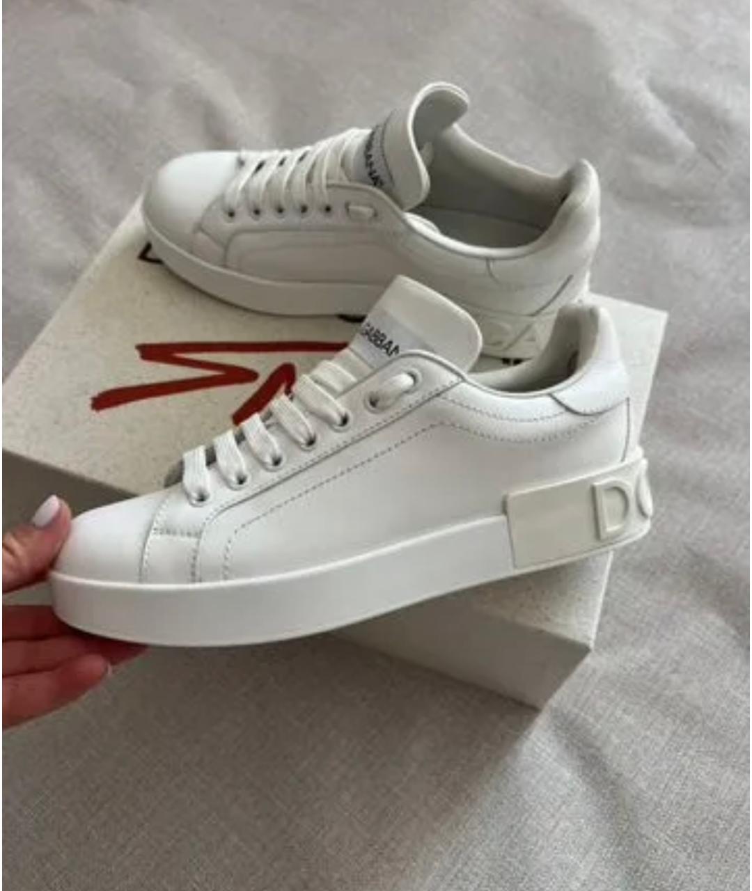 DOLCE&GABBANA Белые кожаные кеды, фото 6