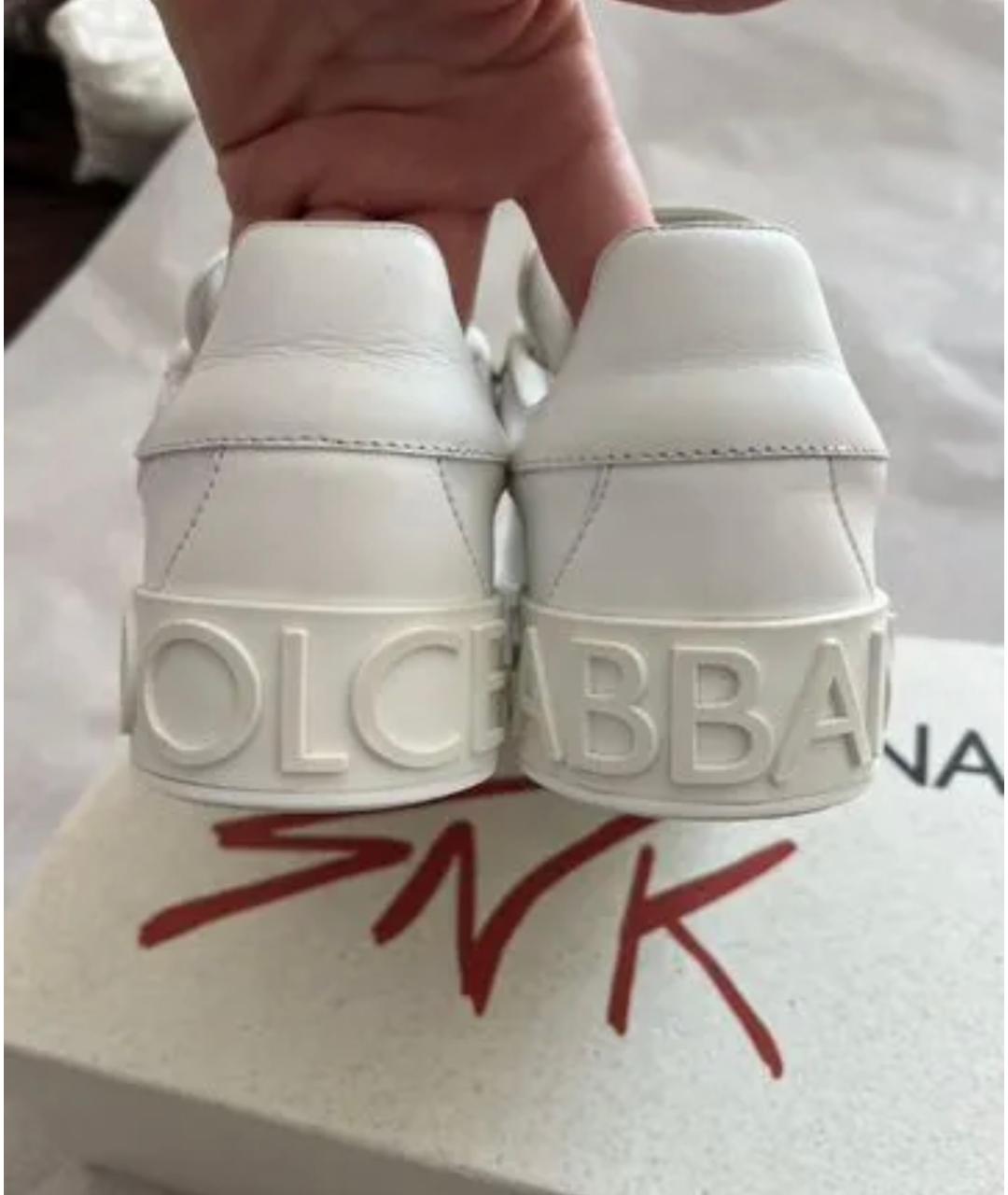DOLCE&GABBANA Белые кожаные кеды, фото 4