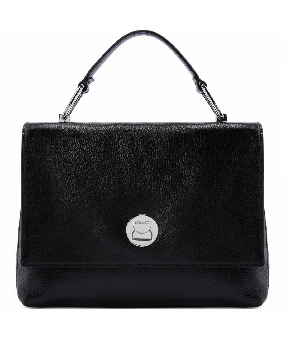 COCCINELLE Черная кожаная сумка с короткими ручками, фото 1