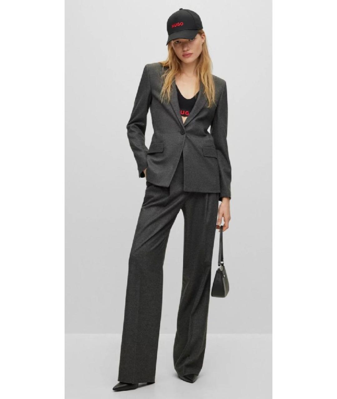 HUGO Антрацитовый полиэстеровый жакет/пиджак, фото 4