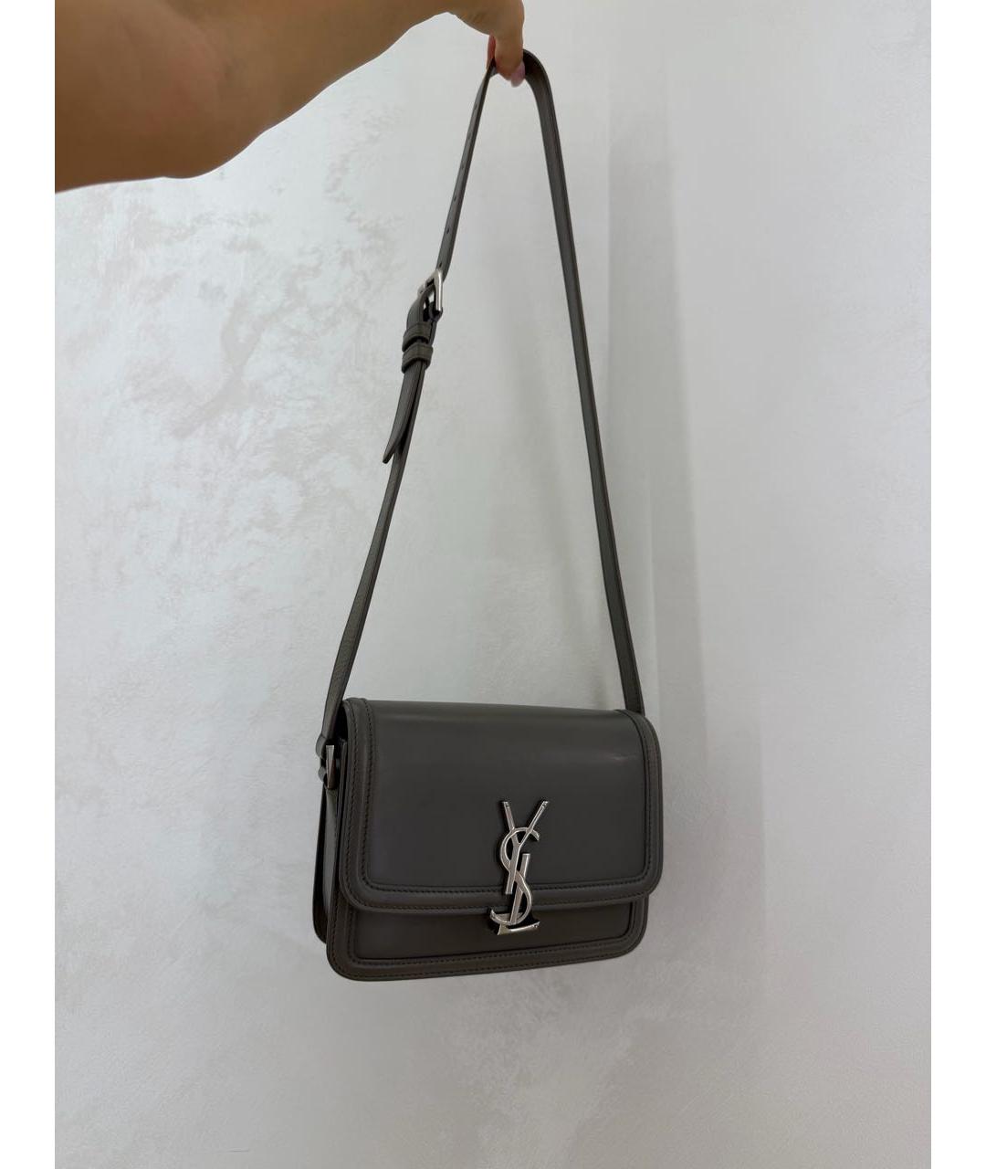 SAINT LAURENT Серая кожаная сумка через плечо, фото 2
