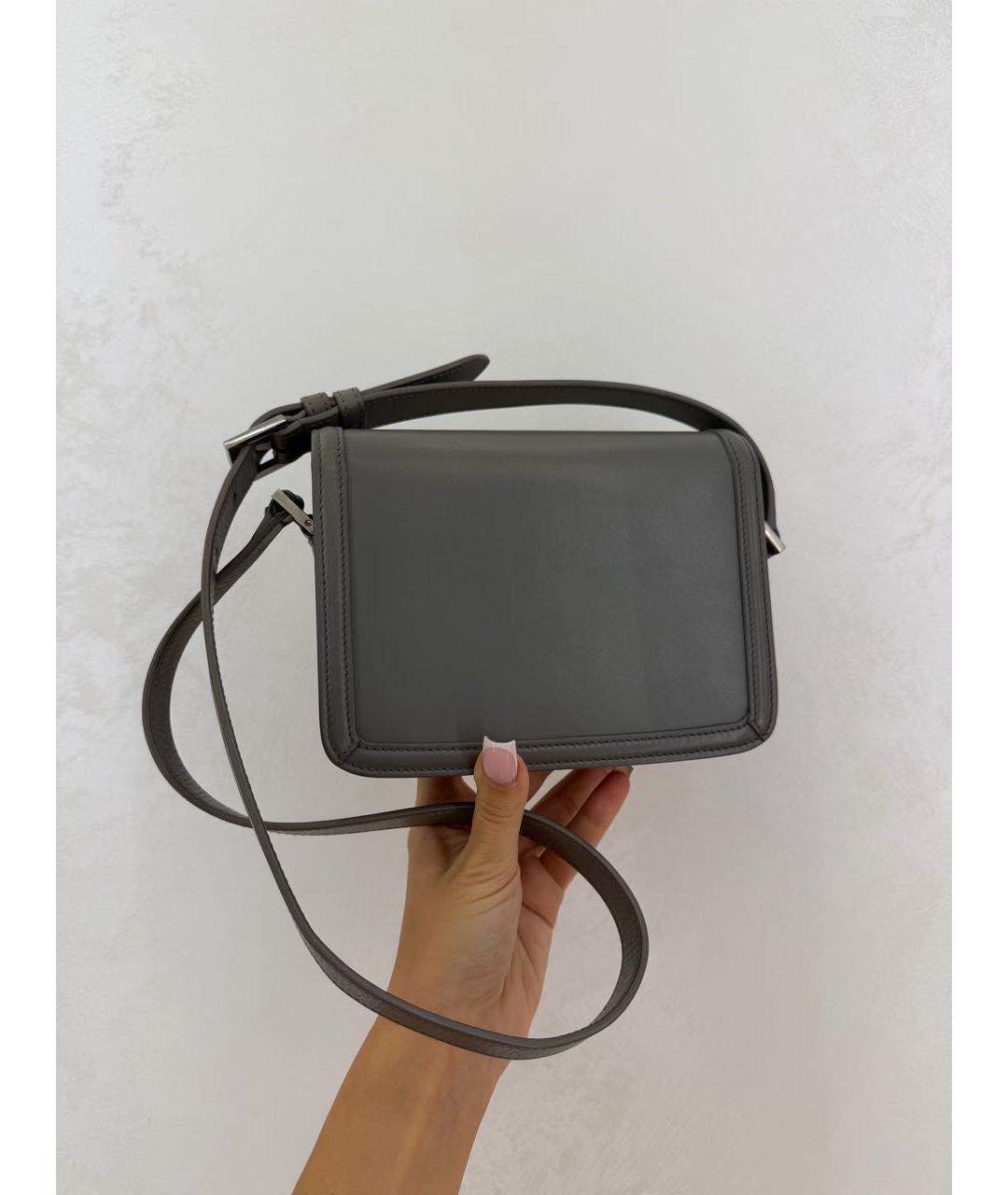 SAINT LAURENT Серая кожаная сумка через плечо, фото 3