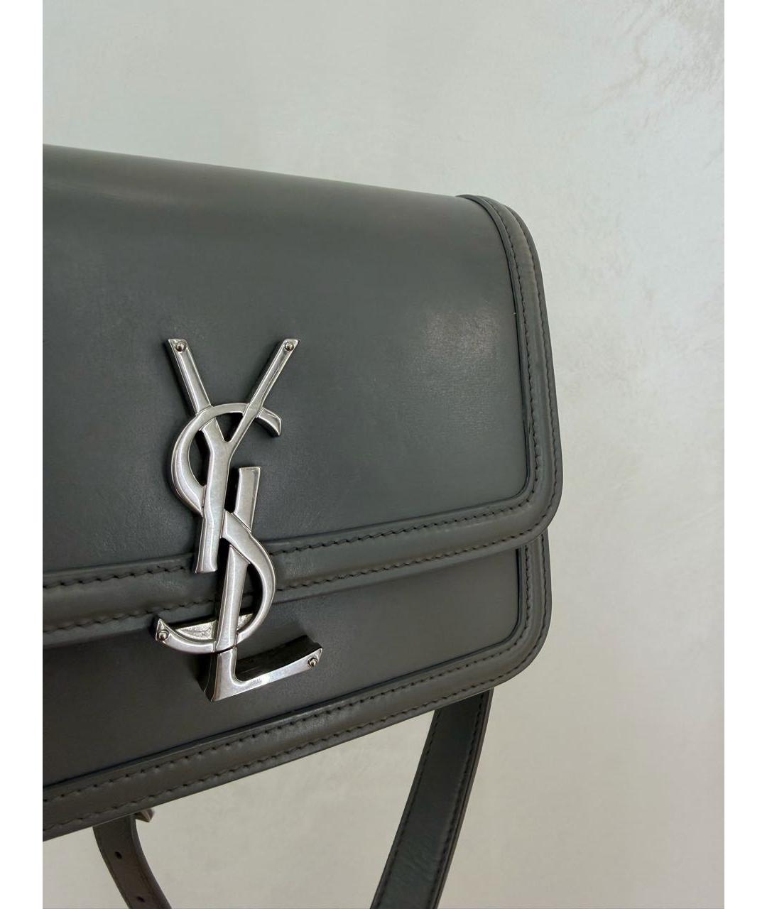 SAINT LAURENT Серая кожаная сумка через плечо, фото 5
