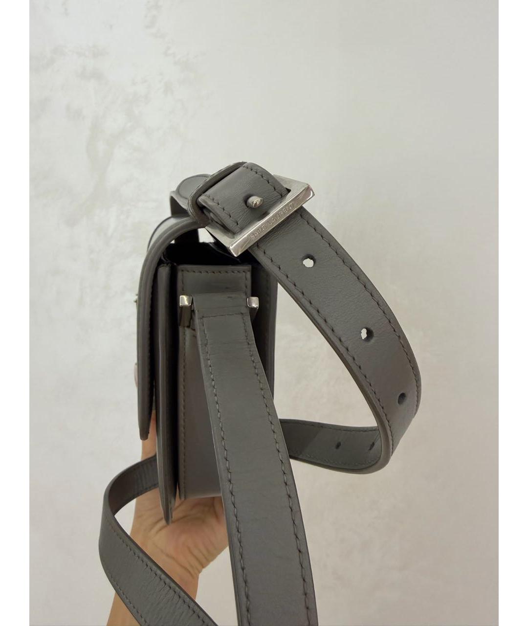 SAINT LAURENT Серая кожаная сумка через плечо, фото 6