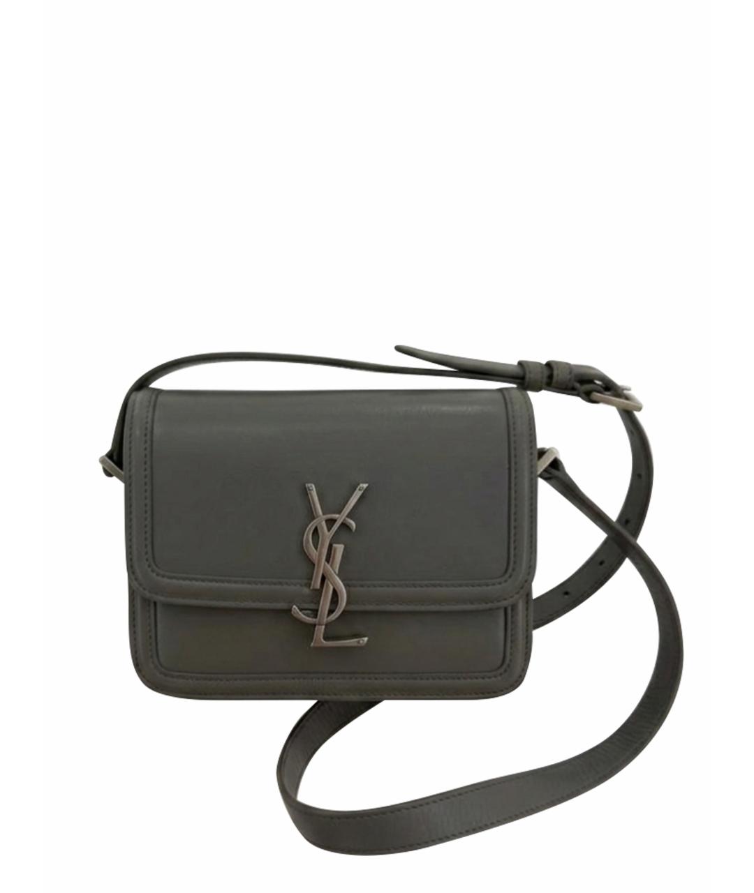 SAINT LAURENT Серая кожаная сумка через плечо, фото 1
