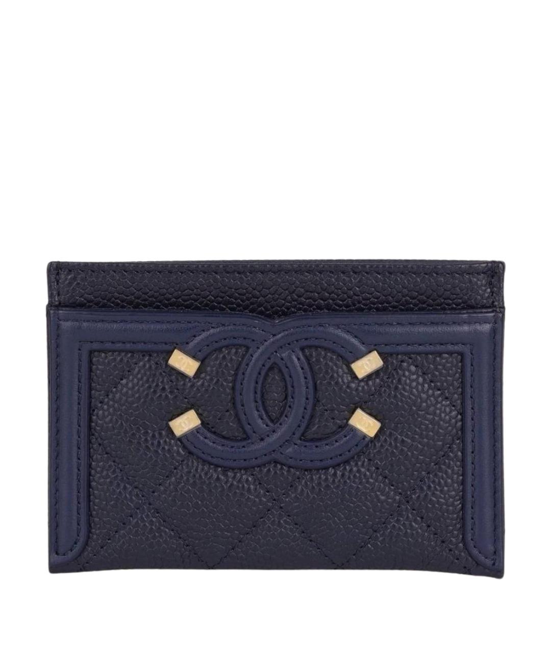 CHANEL Темно-синий кожаный кардхолдер, фото 1