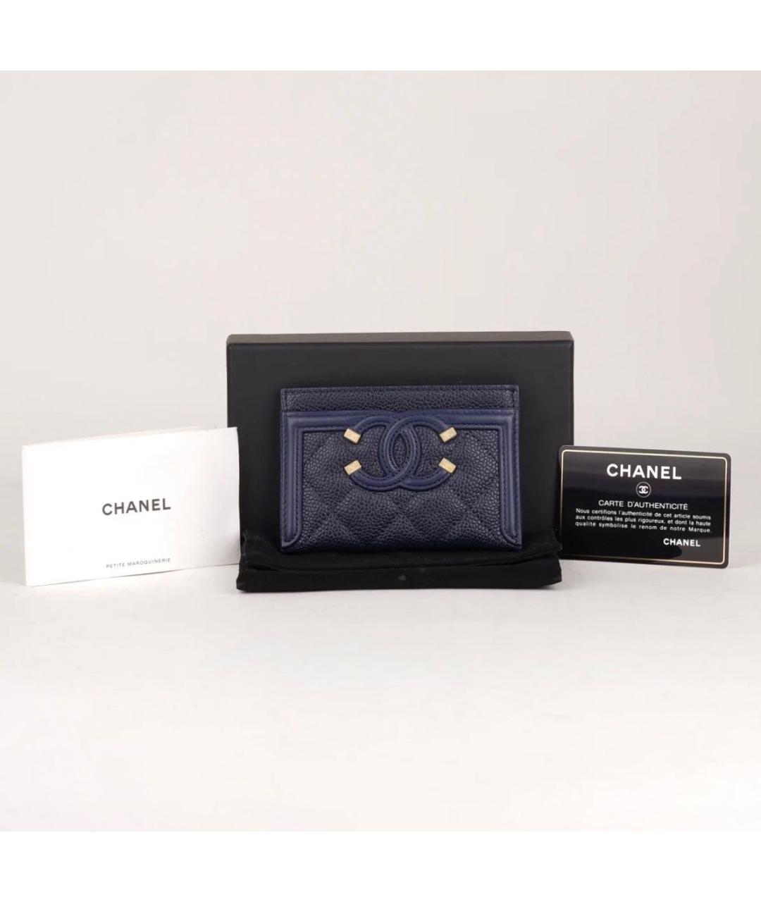 CHANEL Темно-синий кожаный кардхолдер, фото 2