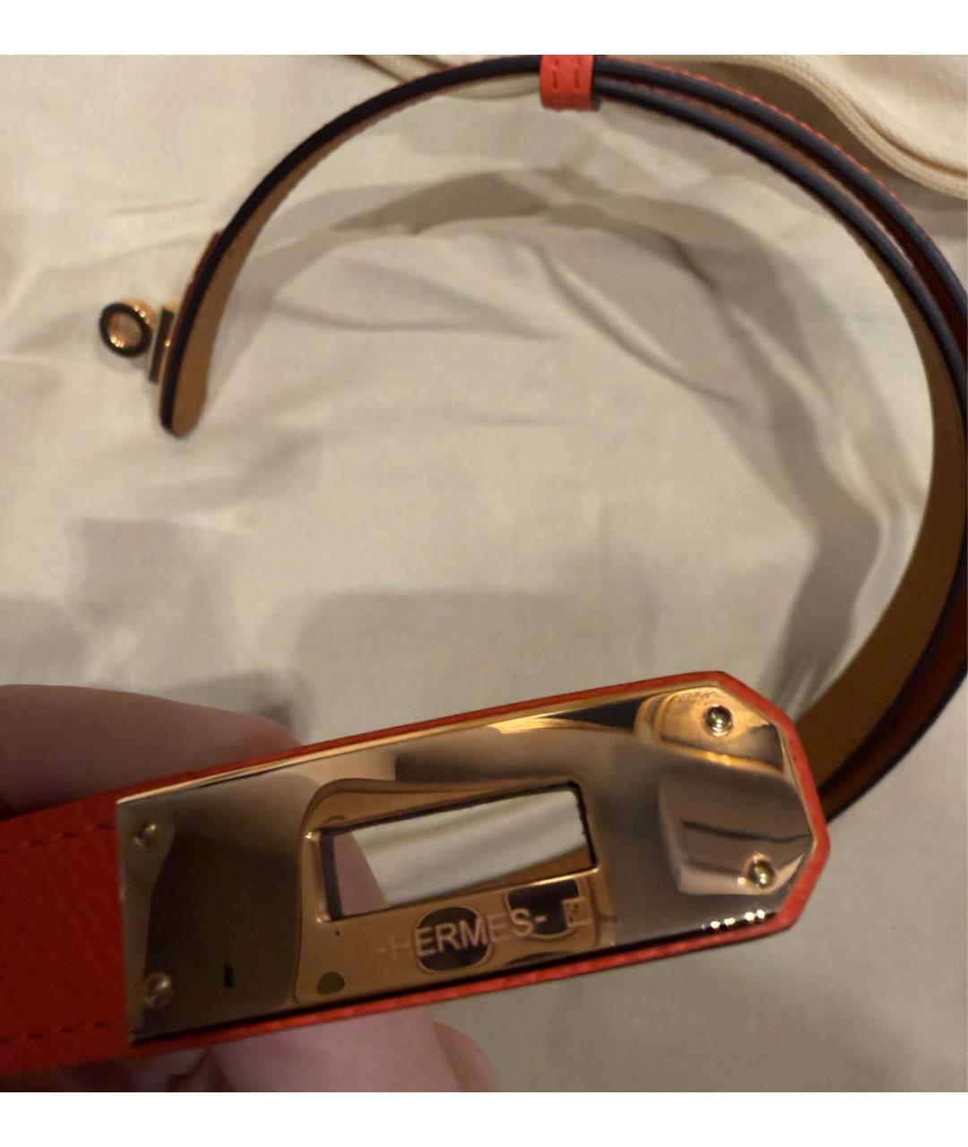 HERMES Коралловый кожаный ремень, фото 2