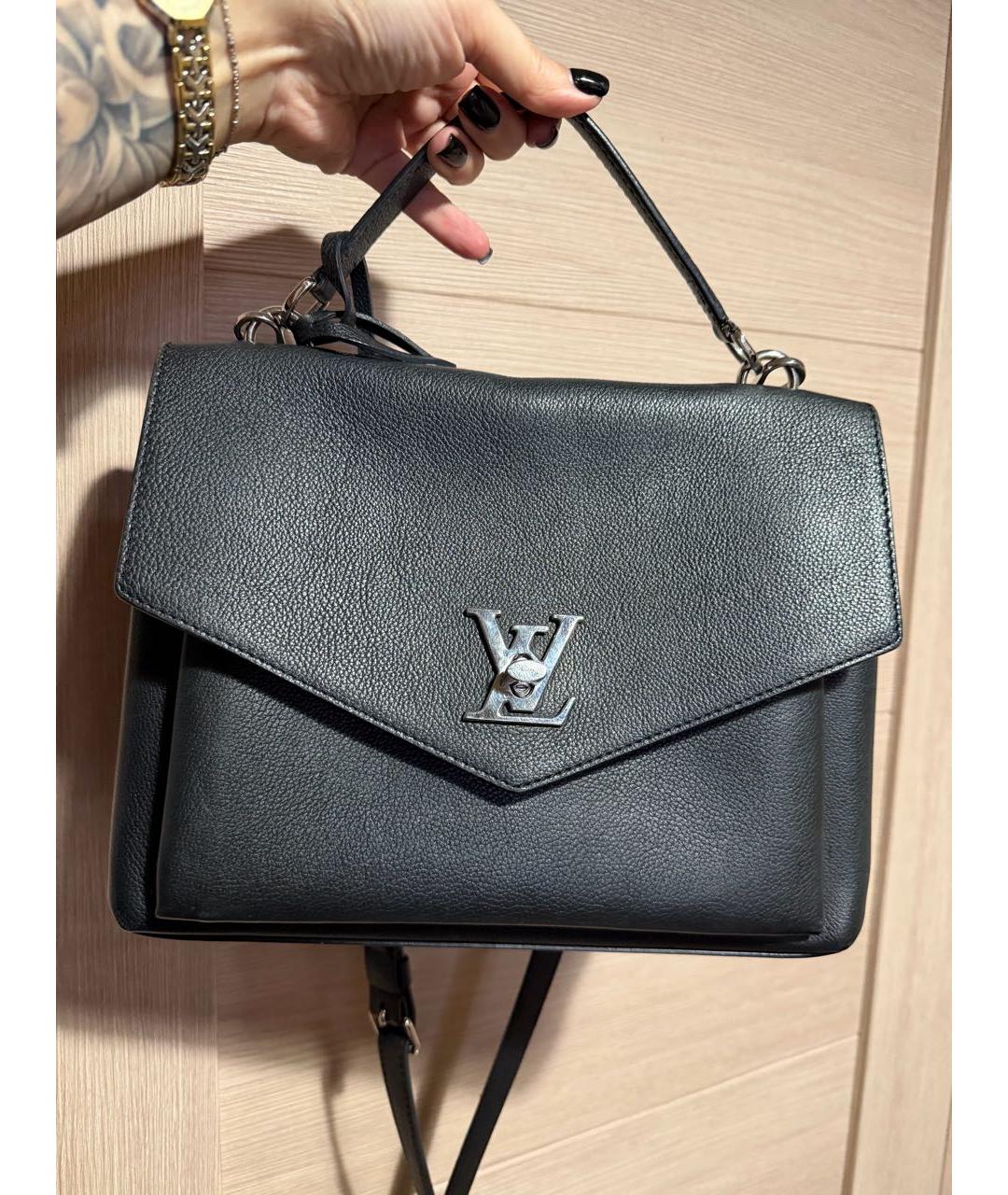 LOUIS VUITTON Черная кожаная сумка с короткими ручками, фото 9