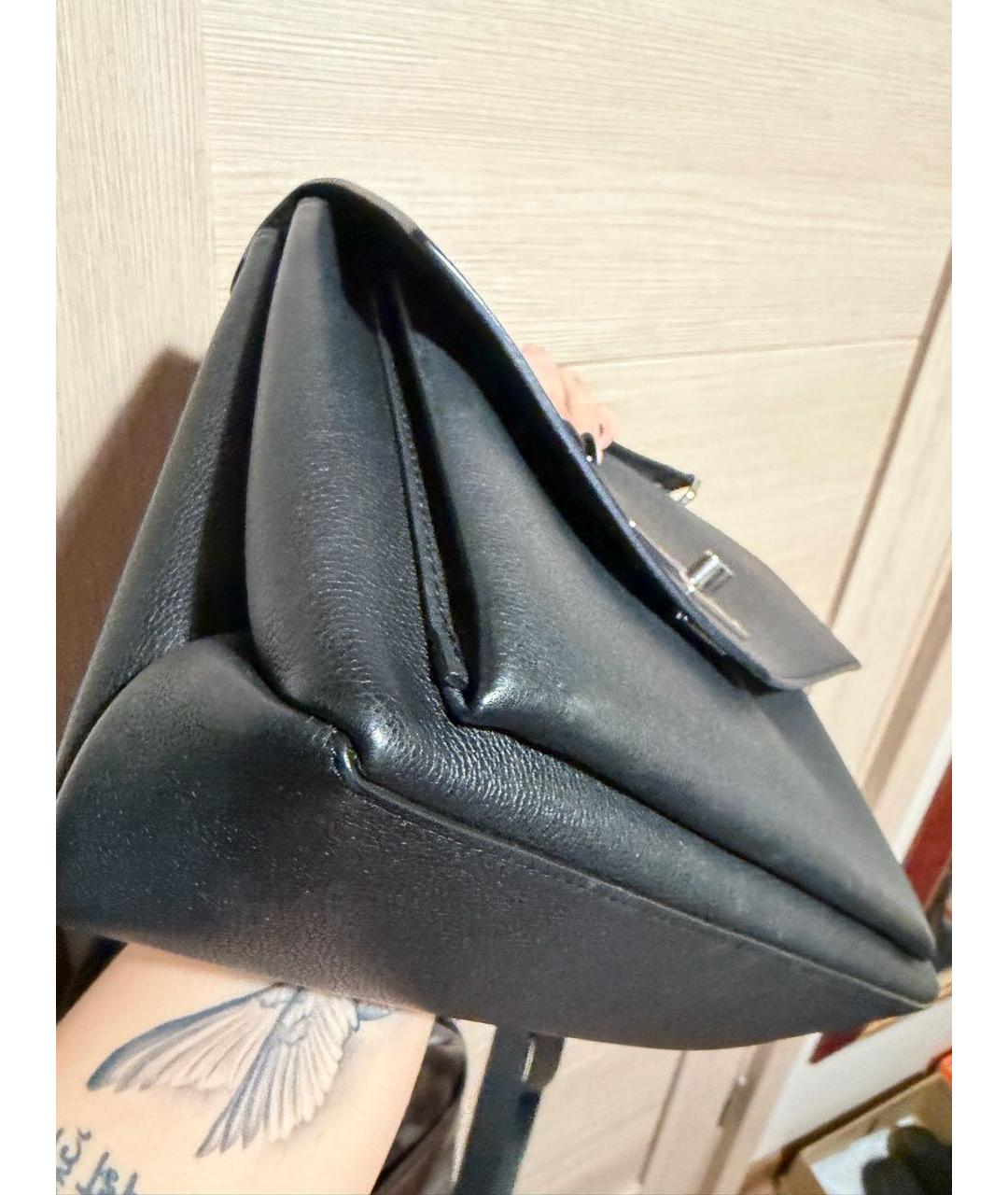 LOUIS VUITTON Черная кожаная сумка с короткими ручками, фото 6