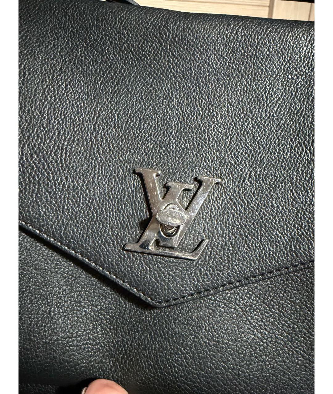 LOUIS VUITTON Черная кожаная сумка с короткими ручками, фото 8