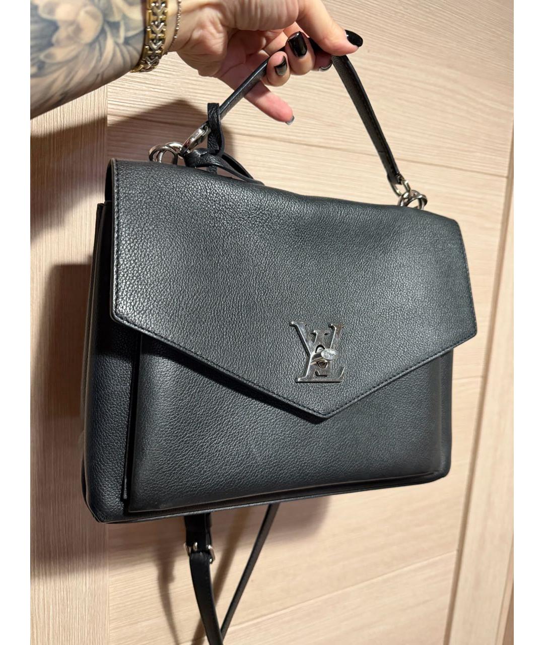 LOUIS VUITTON Черная кожаная сумка с короткими ручками, фото 2