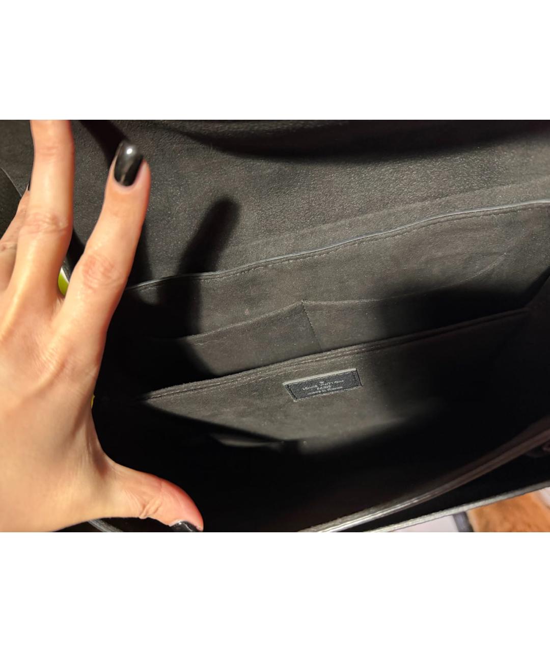 LOUIS VUITTON Черная кожаная сумка с короткими ручками, фото 4