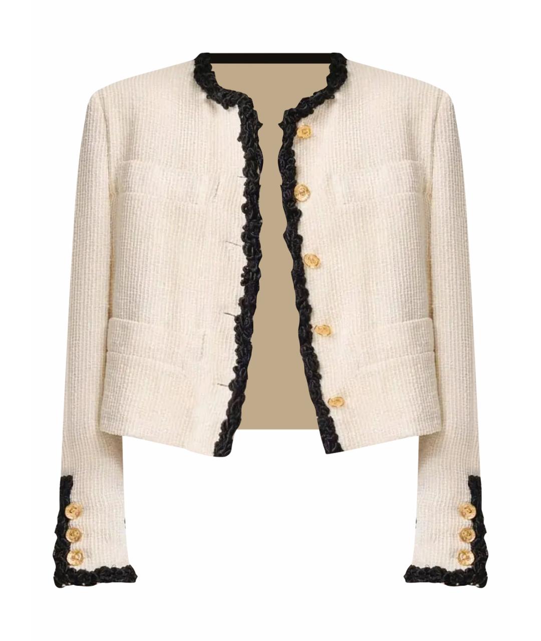 CHANEL Бежевый твидовый жакет/пиджак, фото 1