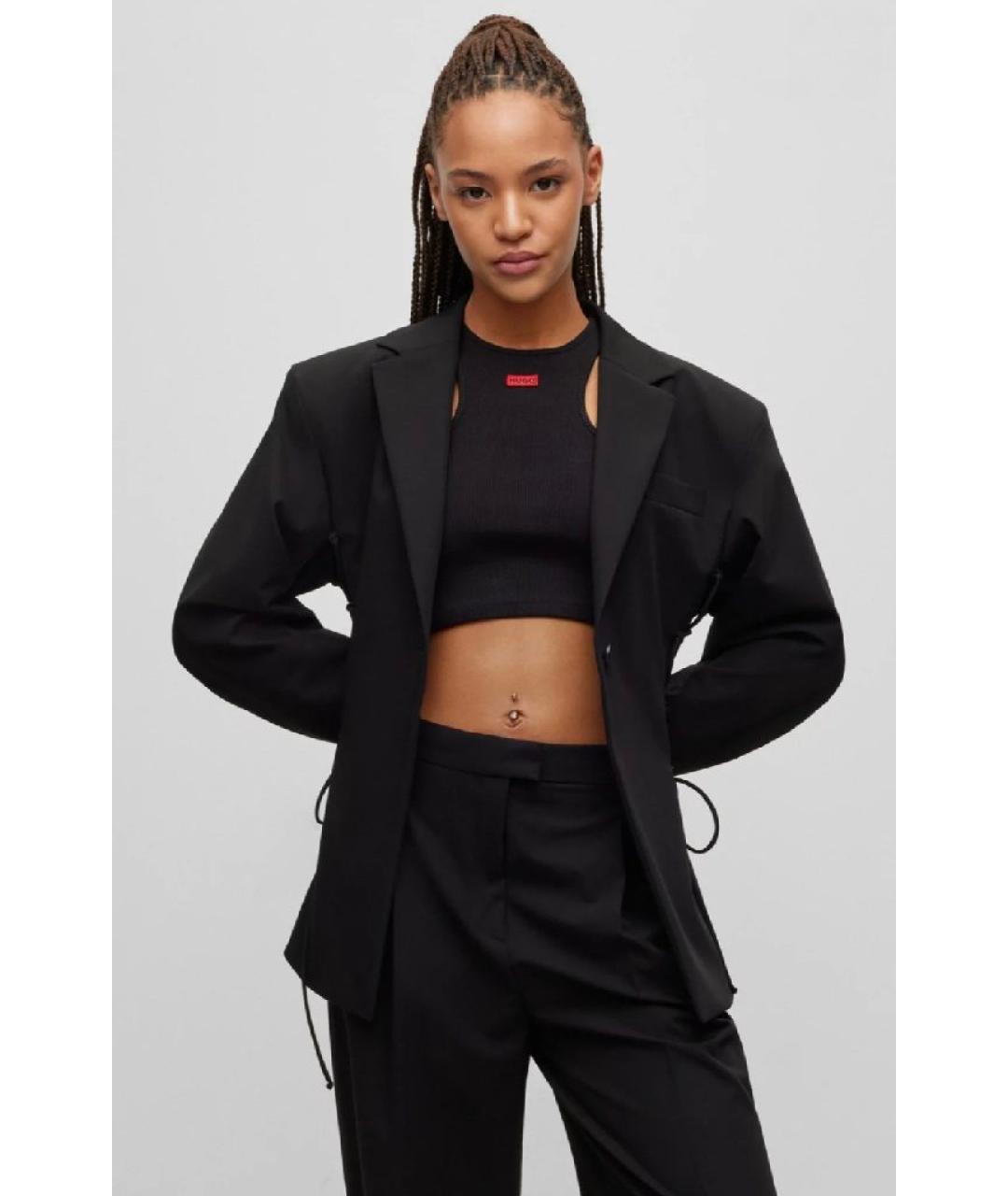 HUGO Черный полиэстеровый жакет/пиджак, фото 4