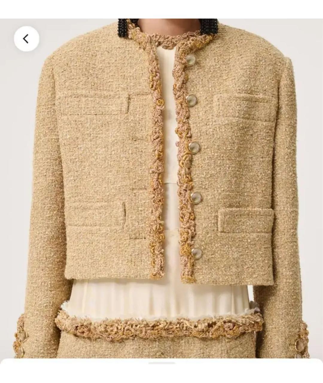CHANEL Бежевый твидовый жакет/пиджак, фото 3