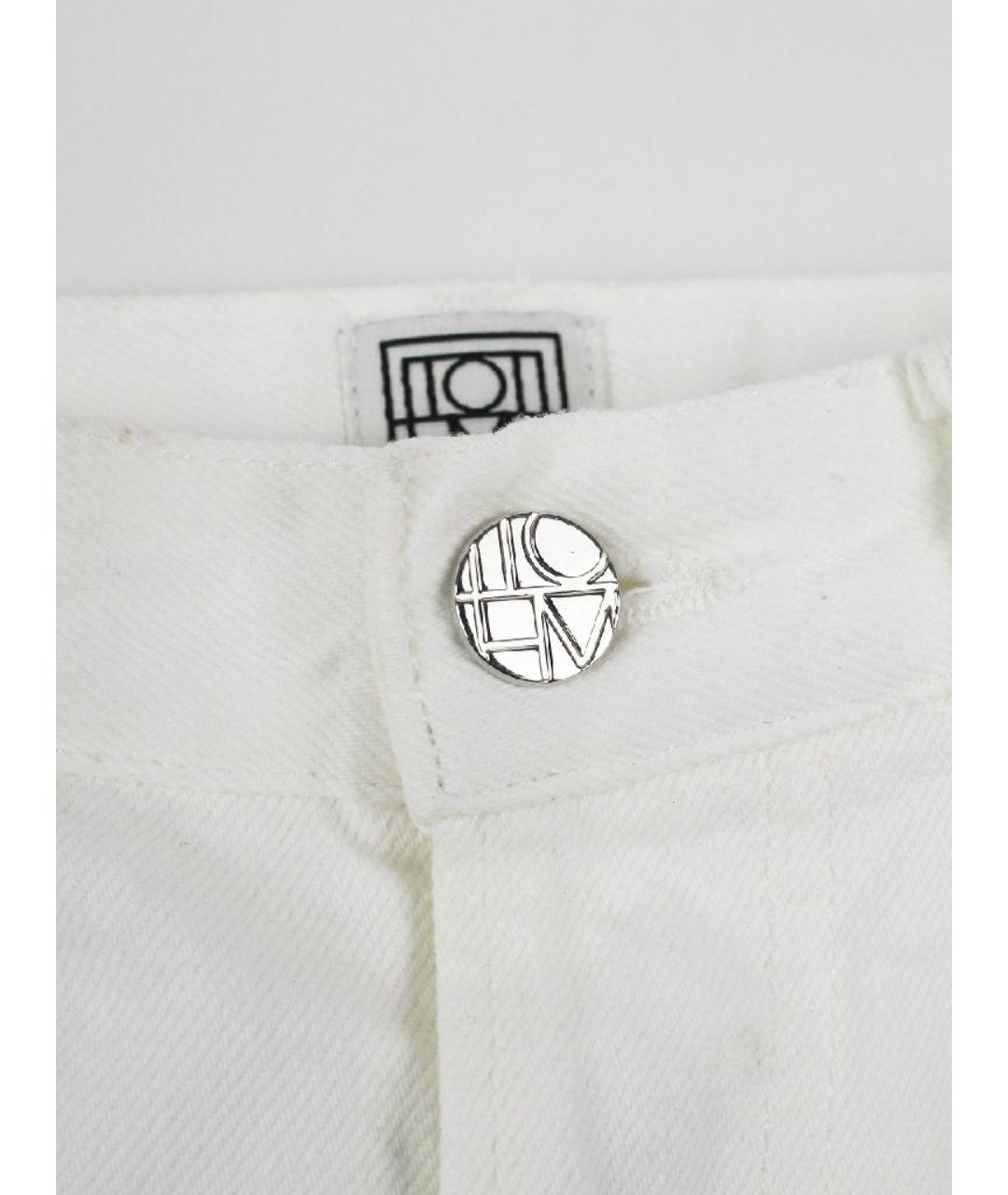 TOTEME Белые хлопковые прямые джинсы, фото 3