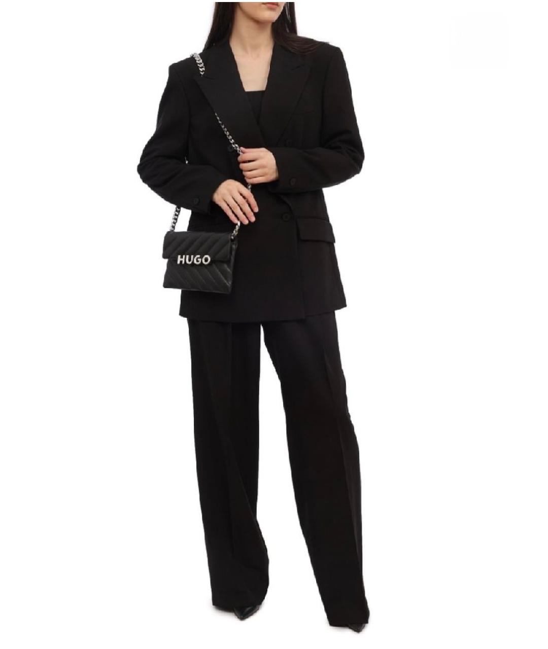 HUGO Черный вискозный костюм с брюками, фото 4