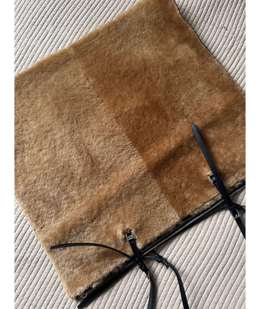 JIL SANDER Коричневая меховая сумка тоут, фото 5