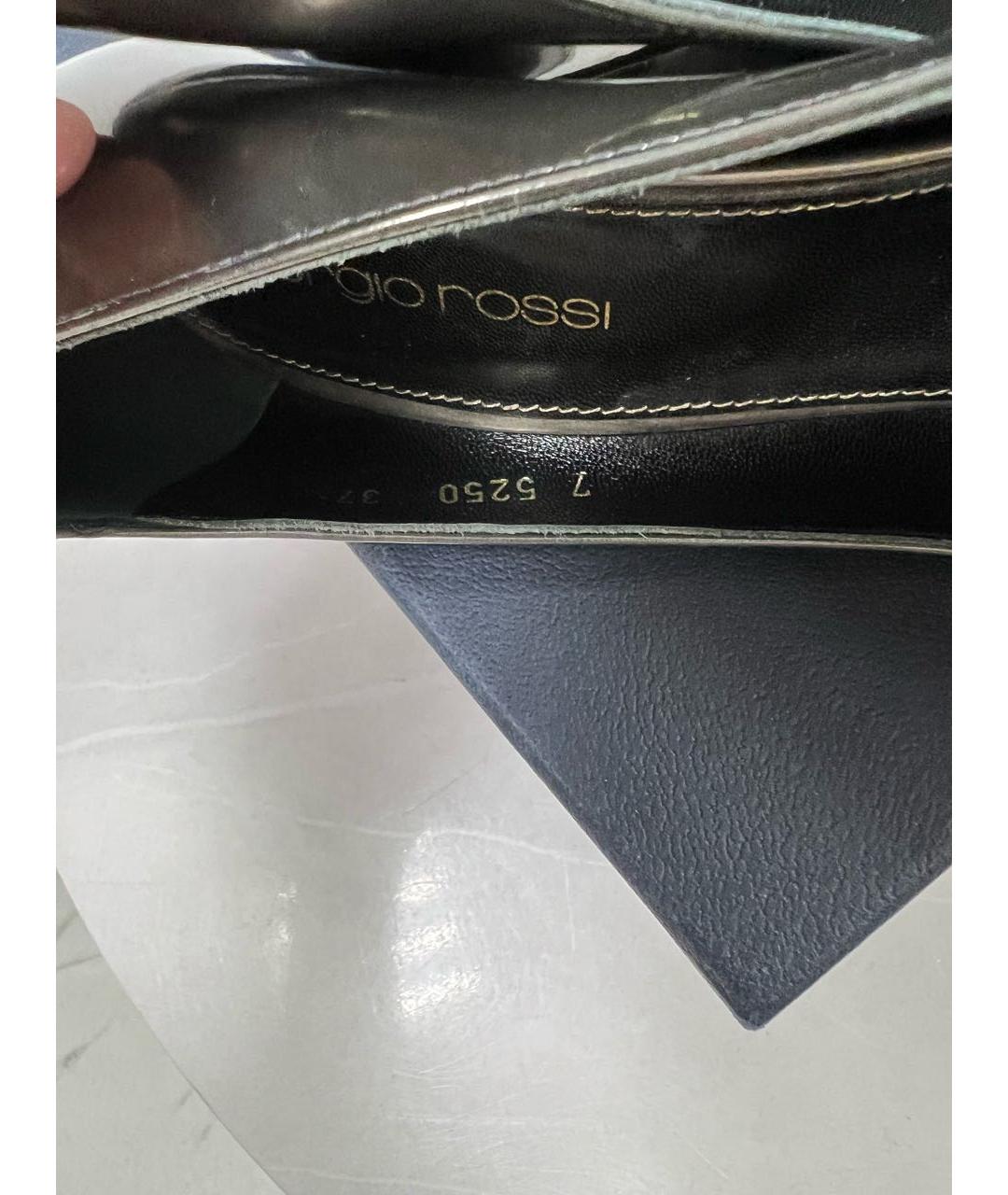 SERGIO ROSSI Серебряные туфли из лакированной кожи, фото 7