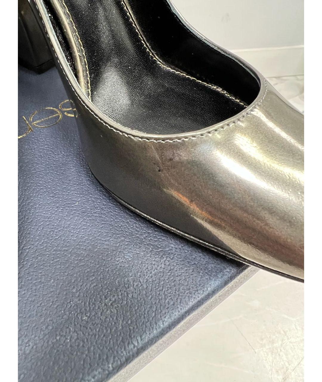 SERGIO ROSSI Серебряные туфли из лакированной кожи, фото 4