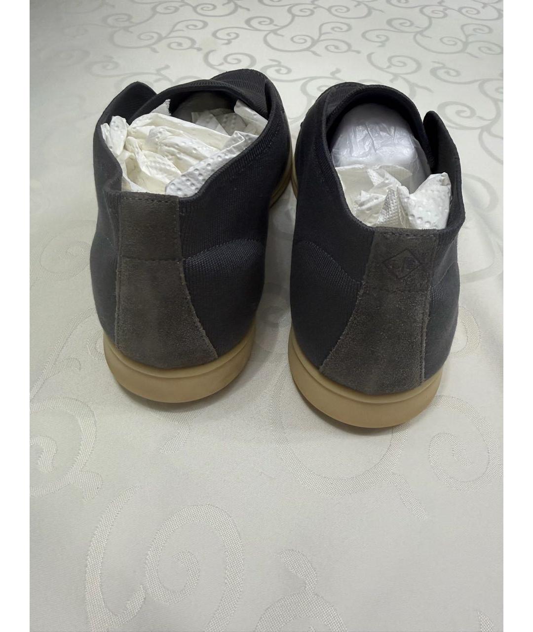 LORO PIANA Антрацитовые текстильные лоферы, фото 3