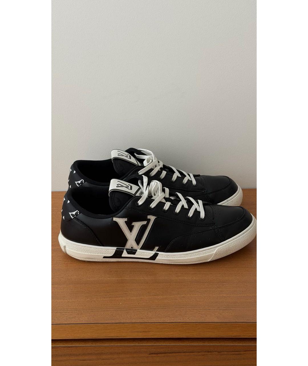 LOUIS VUITTON Черные кожаные низкие кроссовки / кеды, фото 9