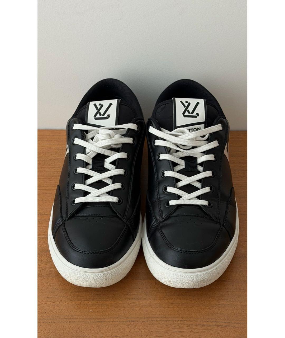 LOUIS VUITTON Черные кожаные низкие кроссовки / кеды, фото 2