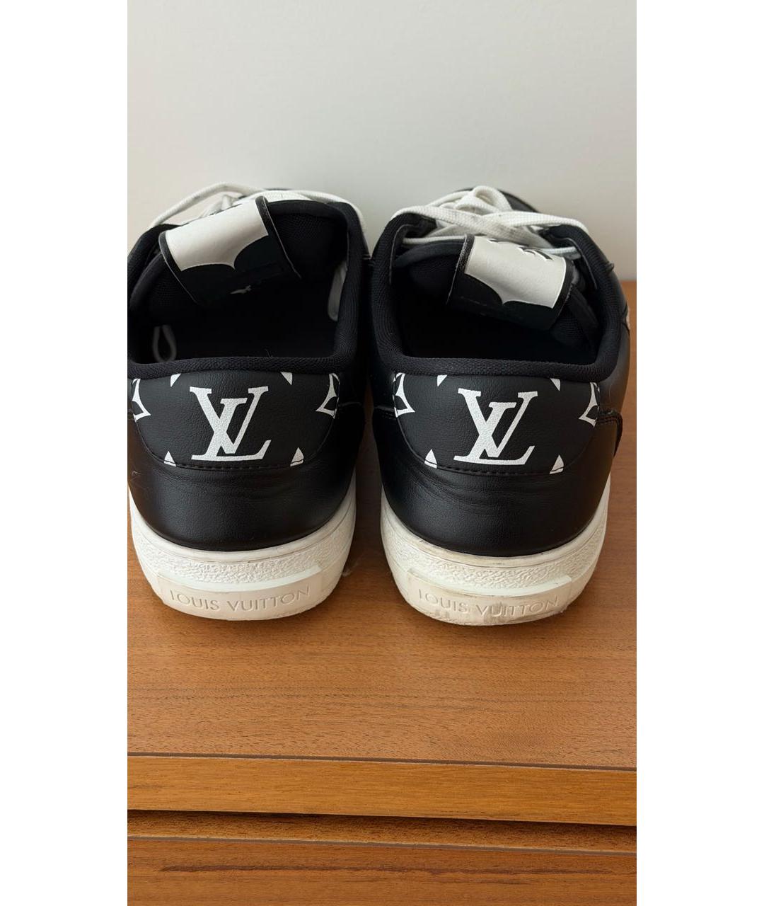 LOUIS VUITTON Черные кожаные низкие кроссовки / кеды, фото 4