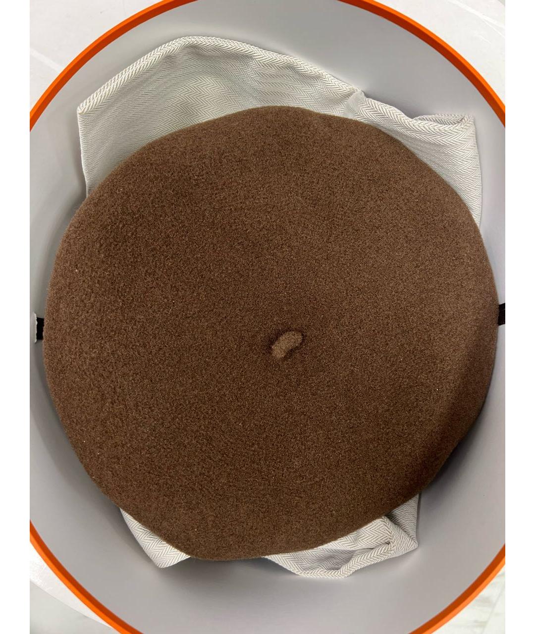 HERMES Коричневая шерстяная кепка, фото 7