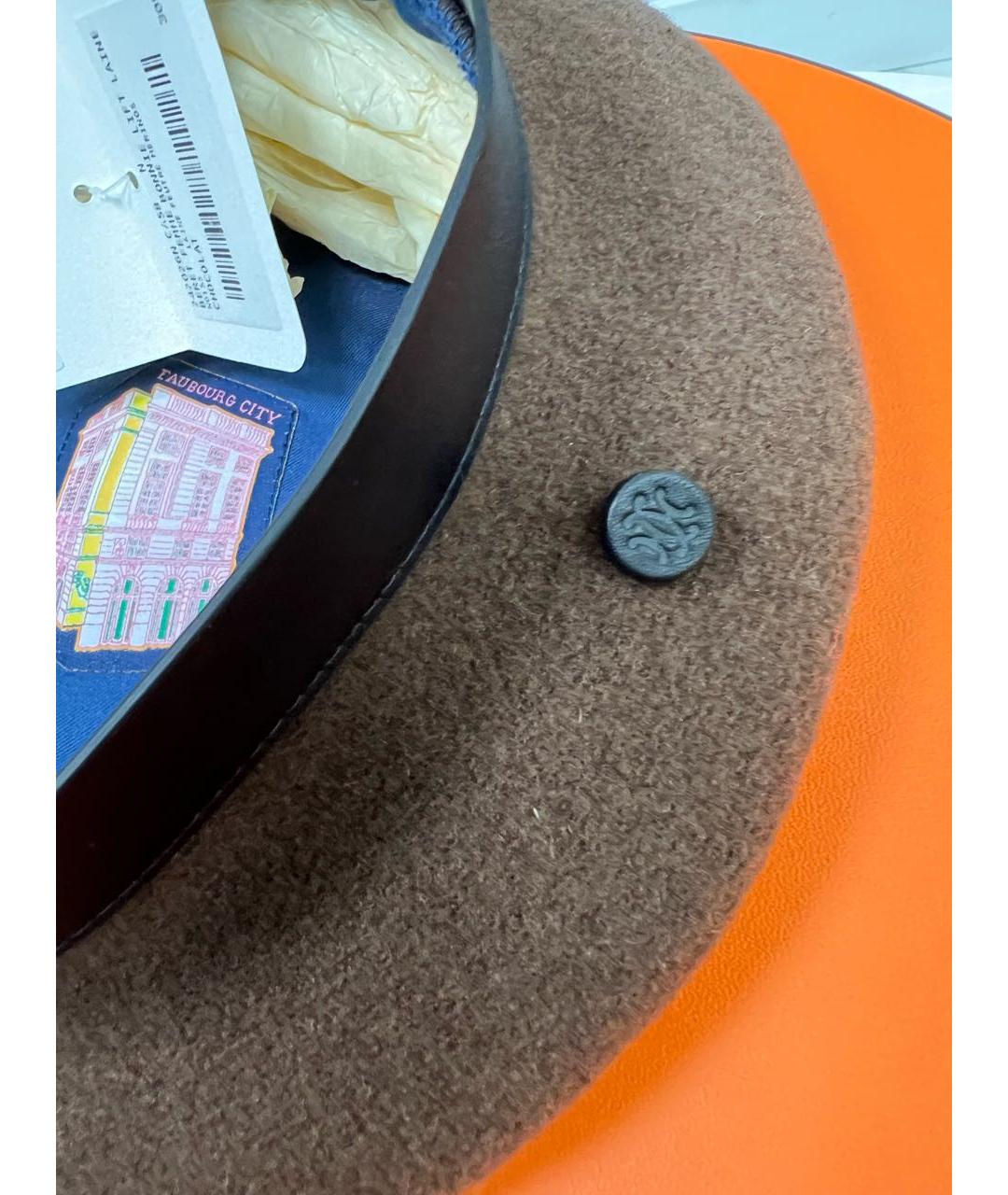 HERMES Коричневая шерстяная кепка, фото 5