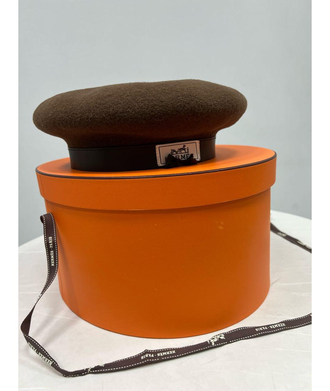HERMES Коричневая шерстяная кепка, фото 9