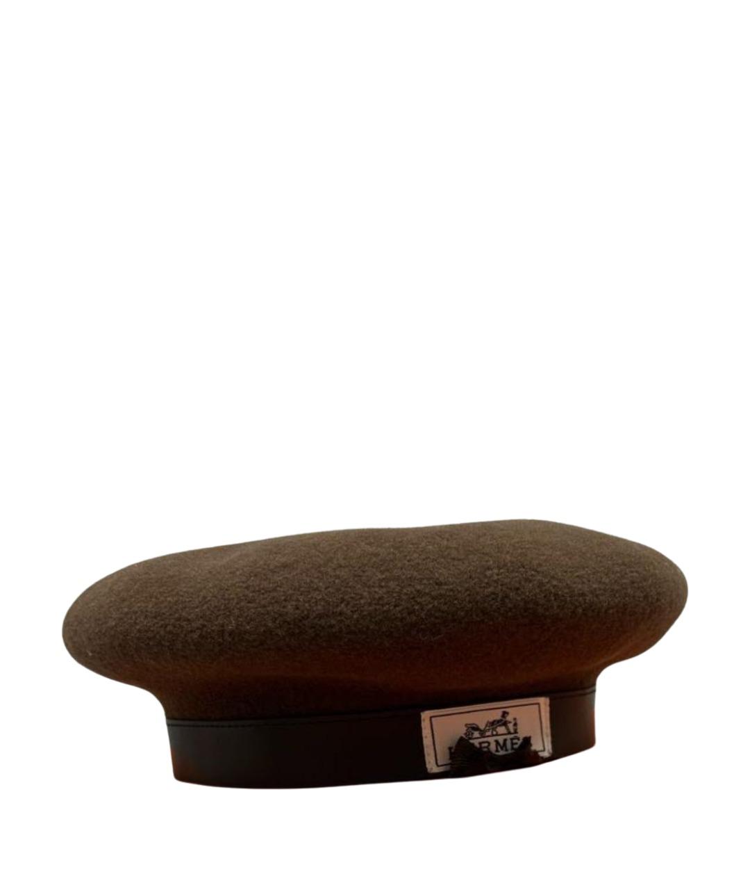 HERMES Коричневая шерстяная кепка, фото 1