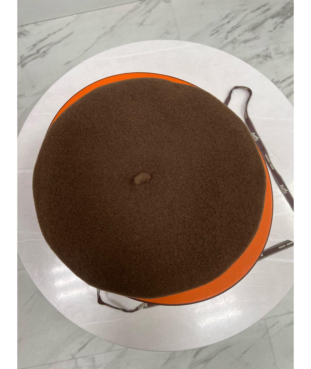 HERMES Коричневая шерстяная кепка, фото 2