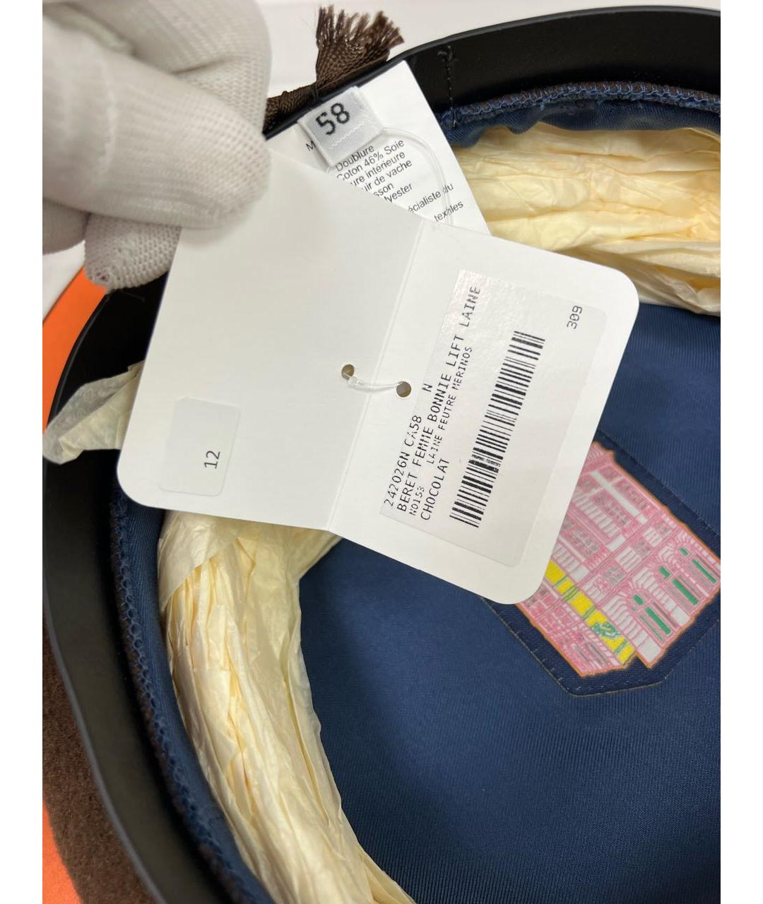 HERMES Коричневая шерстяная кепка, фото 4