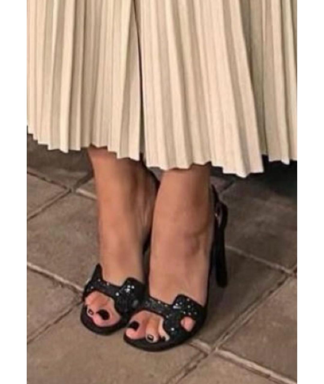 HERMES Черные замшевые босоножки, фото 3