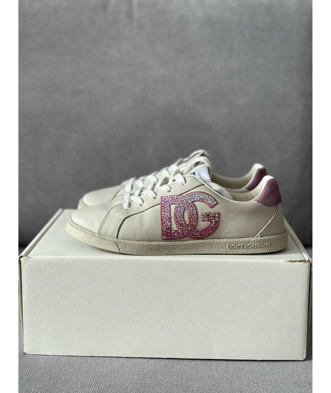 DOLCE&GABBANA Серые кожаные кроссовки, фото 4